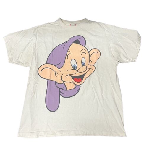 Vintage 90s Dopey Snow White Big Face Big Head Disney Tee Shirt Size OSFA XL USA