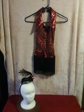Red Sequin Feather Dance A Wish Come True Dress Halloween large girls