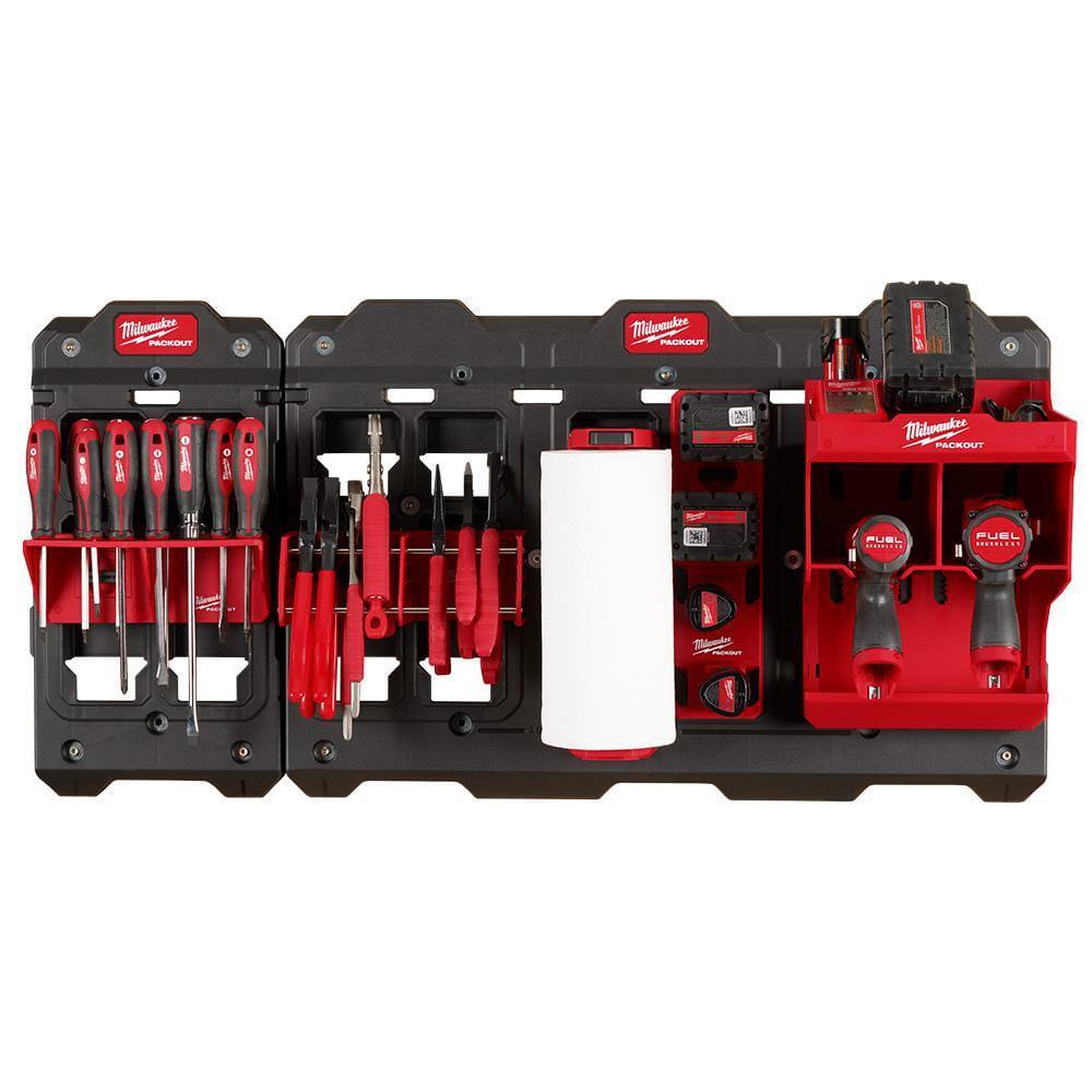 Milwaukee PACKOUT Shop Wall Plates Storage 7Piece Kit with M12 Battery