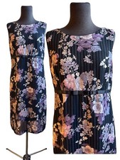 Y2K Vintage Rabbit Design Womens Dress Pin Striped Floral Empire Waist Whimsy 12