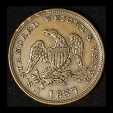 1837 Hard Times Half Cent Token - Free Shipping USA