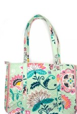Vera Bradley Mint Flowers Small Vera Tote Green Floral