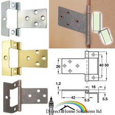 Pair Of Large Cranked Flush Hinges 50mm, Caravan, Boat, Wardrobe Door, Cupboard