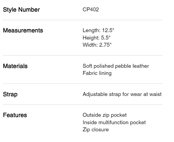 BORSA CINTURA COACH CHARTER NUOVA CON ETICHETTE 7 PELLE CP402 VITA MARSUPIO BORSA A TRACOLLA