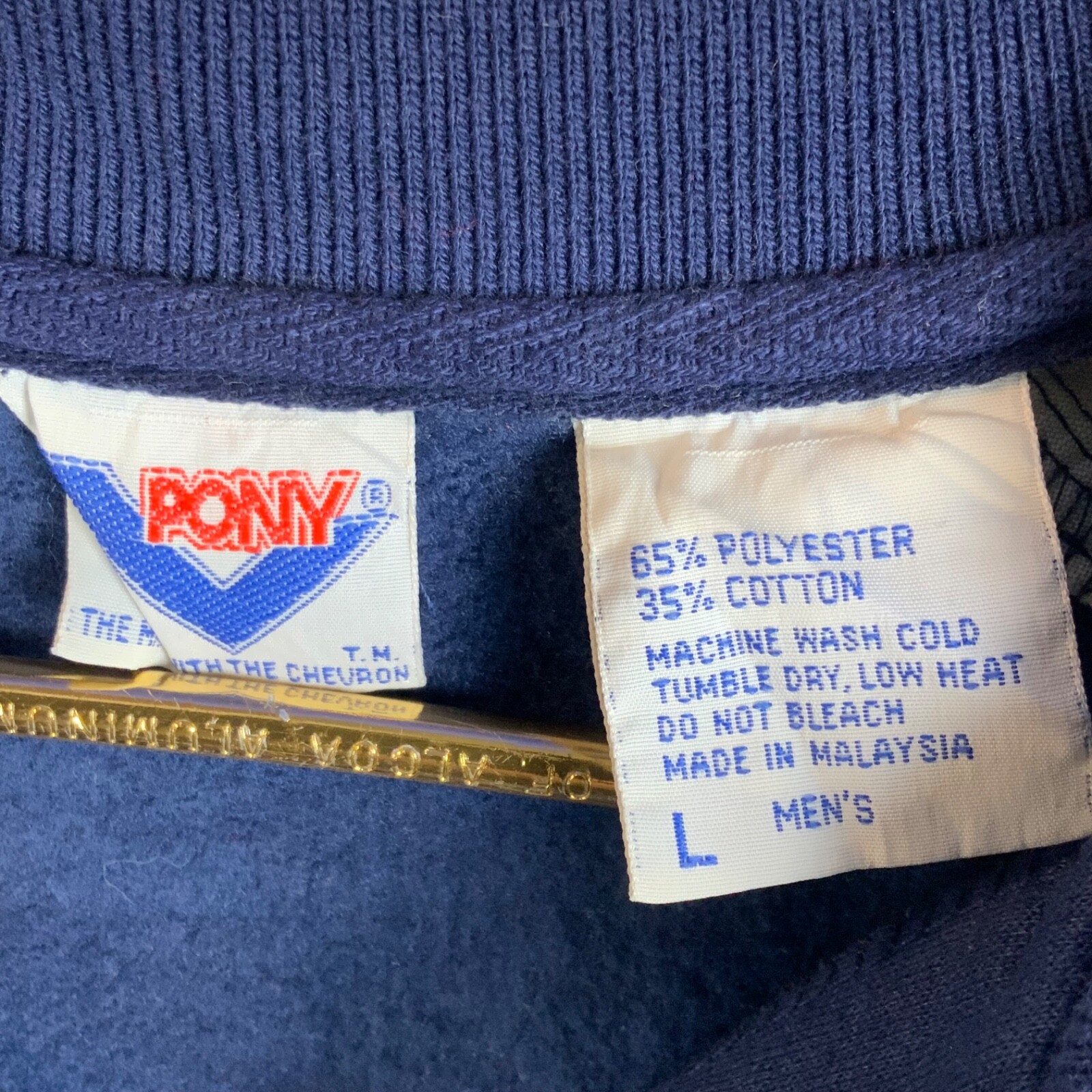 Felpa vintage con colletto pony taglia grande blu anni 80 color block