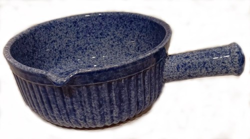 PENTOLA PER SALSA IN GRES MACULATO BLU E BIANCO di Cache 6 tazze - Foto 1 di 7