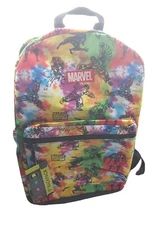 Marvel Comics Super Heroes Backpack Multi Color Tie Dye Unisex Kids School NWT