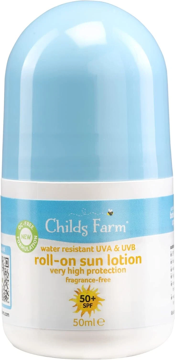 Product Image for Childs Farm Sun Lotion Roll-on Water Resistant Sensitive SPF 50+ Baby Kids 50ml