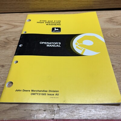 #ad #ad John Deere 210 214G High Pressure Washer Operators Manual OM TY21585 $24.74