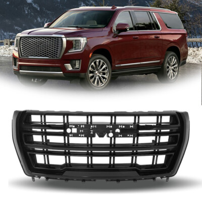 For 2021 2022 2023 GMC Yukon SLT XL Grill Front Bumper Hood Grille Gloss Black