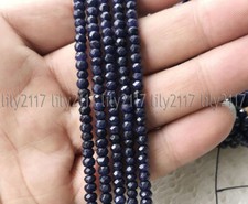 Wholesale Faceted Dark Blue 2x4mm Jade Rondelle Gemstone Loose Beads 15"