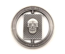 Sniper One Shot One Kill Skull Ace of Spades Spinner Military Challenge Coin