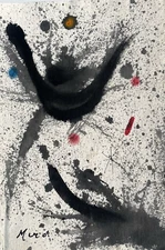 Miro Joan Style of Original Painting on Canvas Splash Art Black Modern C16