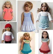 18" DOLL clothes hand knitting pattern sweater dress coat hat for AG or similar