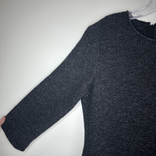 Jigsaw Knitted Dress Size 12 Charcoal Speckled Boiled Wool Blend 3/4 Sleeves BN - Picture 4 of 13