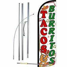 Tacos & Burritos Flag Flutter Feather Banner Swooper Extra Wide Windless Bundle