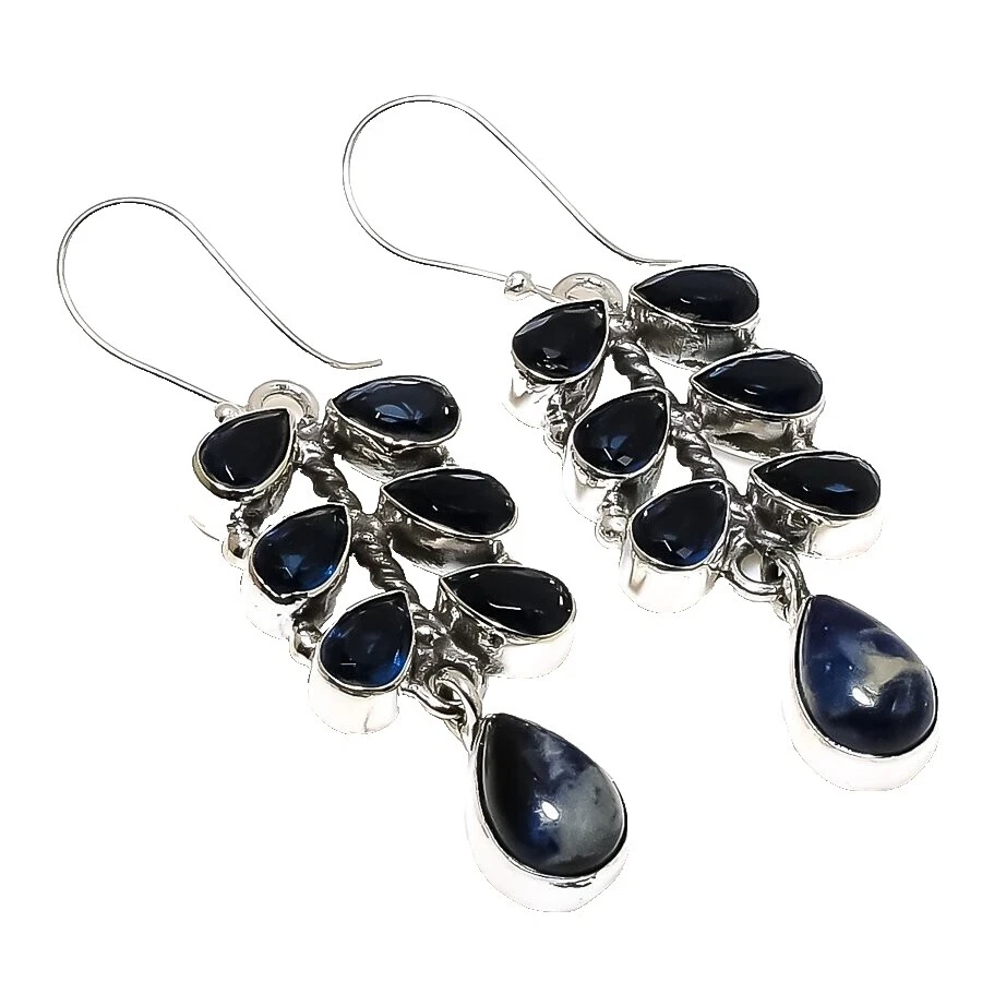 Sodalite Silver Plated Stone Fashion Earrings