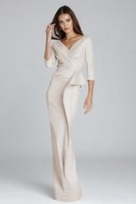 Rickie Freeman For Teri Jon New Jacquard Coloumn Gown In Light Shimmer Gold 12