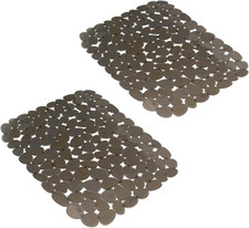 Sink Mat, 2Pcs Adjustable PVC Pebble Sink Protector for Stainless Steel or Porce