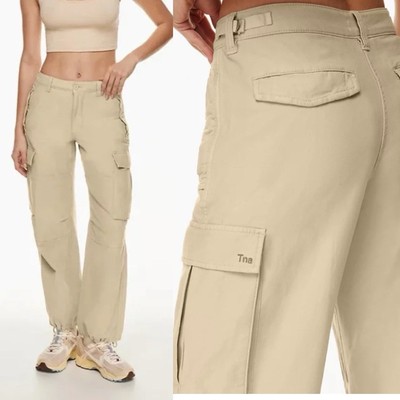 Aritzia TNA New Supply Cargo Pants Drawstring Bottom 100% Cotton 12 NWT