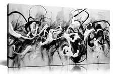 Abstract Canvas Wall Art for Living Room Bedroom Office Black and White Wall ...