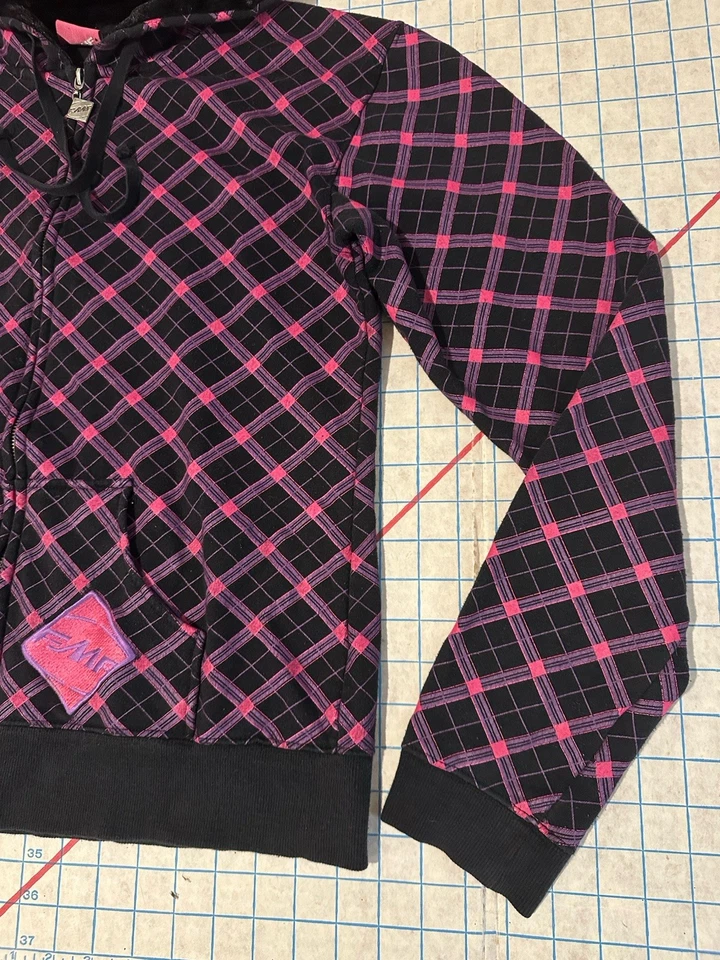 Sudadera De Colección FMF Racing Para Mujer’s AOP Cremallera Completa Capucha Moto Y2K Rosa Punk Grunge Foto 2 de 4