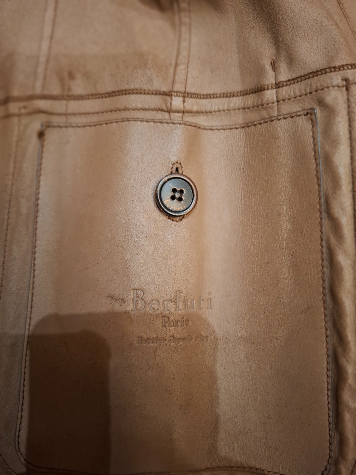 Vintage Berluti Men Leather Jacket  46 IT. Excellent Condition image 9