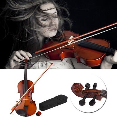 New 1/2 Basswood Natural Violin Fiddle for Student Beginner with Case Bow Rosin