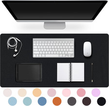 Leather Desk Pad Protector,Non-Slip Desk Pad, Leather Black, 23.6" X 13.7" 