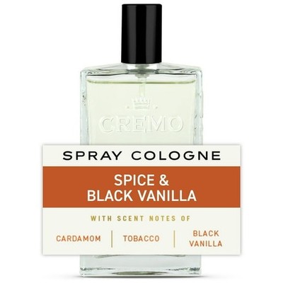 Cremo Men's Cologne Spray, Spice & Black Vanilla Scent, 3.4 fl oz