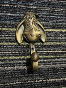 VINTAGE RARE Disney Eeyore Brass Metal Door Coat Hook/Hanger Made in Taiwan