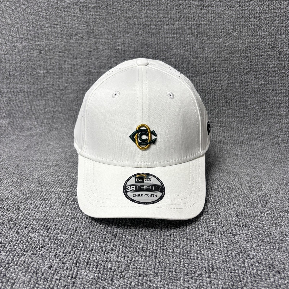 New Era Golf 39THIRTY Child-Youth White Perforated Stretch Fit Hat Cap