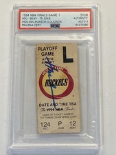 Hakeem Olajuwon Signed 1994 NBA Finals Game 1 Ticket Rockets PSA DNA 9 Auto