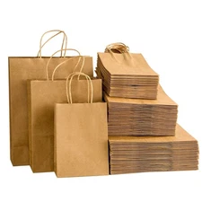 150pcs Brown Kraft Paper Bags with Handles - Mixed Size Gift Bags, Perfect fo...