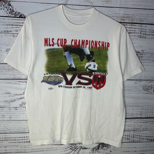 Vintage 90s DC United MLS Football Soccer Single Stitch T-Shirt Boxy Fit Large