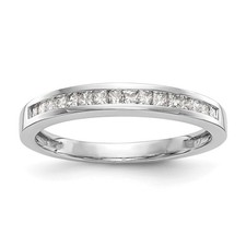 14k White Gold 1/5 Ct Princess Cut Diamond Channel-set Wedding Band Ring Size 7