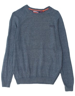 Superdry Damen Pullover Pulli U-Boot-Ausschnitt UK 14 Mittelblau Baumwolle DL09