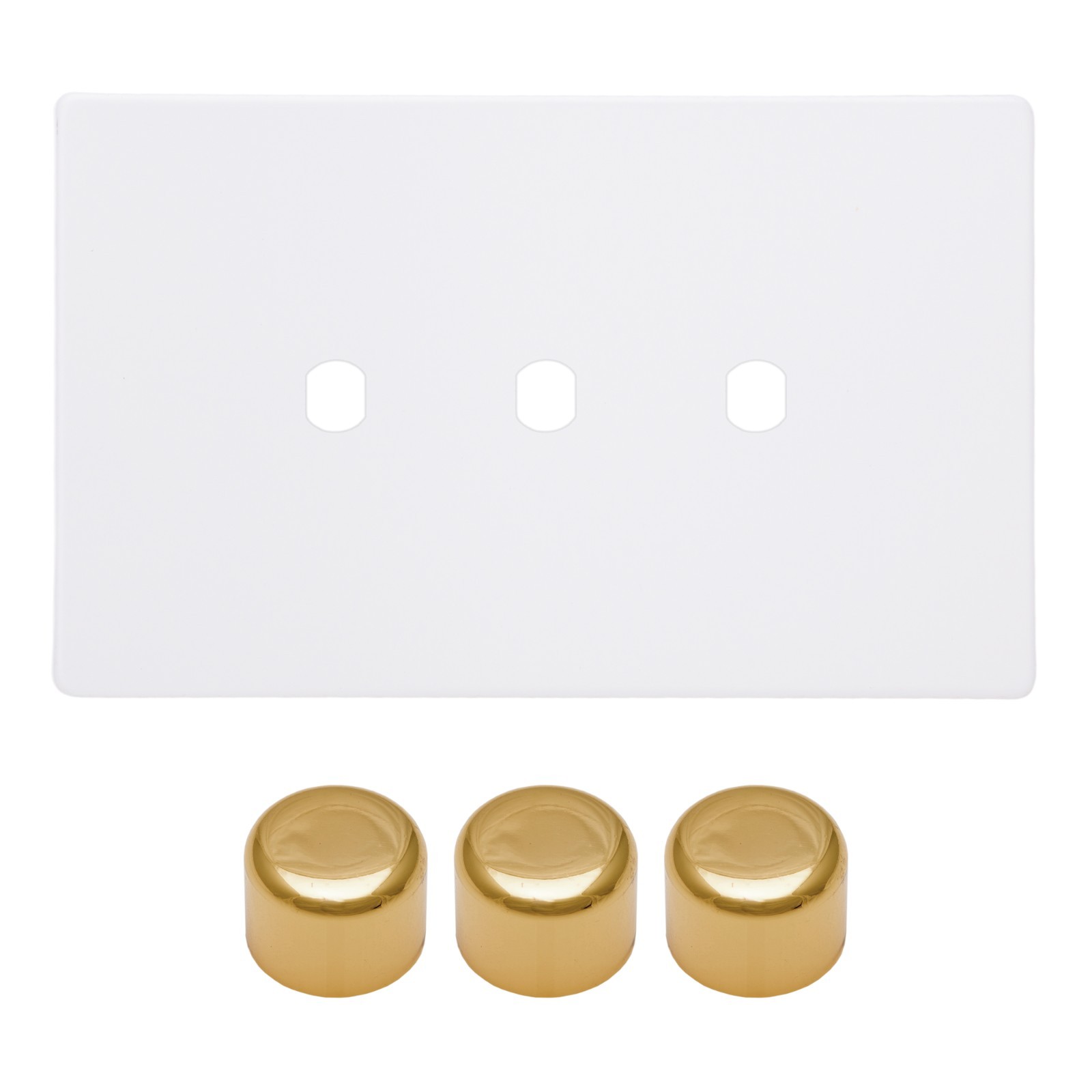 Varilight WDYD3VS.PD Screwless Primed Matrix 3 Gang Dimmer Kit + Brass Knobs