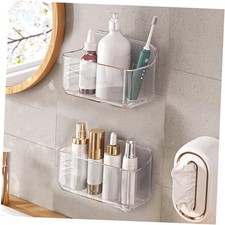 2pc Acrylic Wall Mount Organizer, Adhesive Clear Cabinet Door Transparent