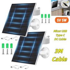 1/2 Pack Solar Panel Micro USB C Power CCTV Camera Security Cam Battery Charger