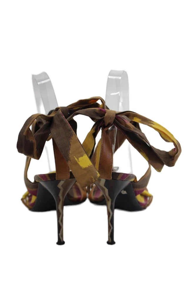 Zapatos de tacón alto Casadei para mujer con cuentas y tiras marrón multicolor talla 7,5B Foto 3 de 4