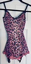 Pink Leopard Victorias Secret Bustier w/Garters 36C w/Black Pink Trim Y2K