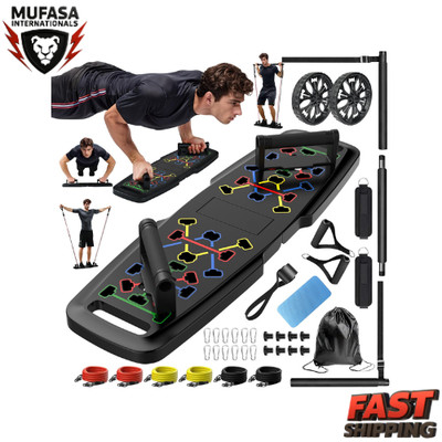 Push Up Board | Portable Home Gym with Pilates Bar, Ab Roller & Resistance Bands