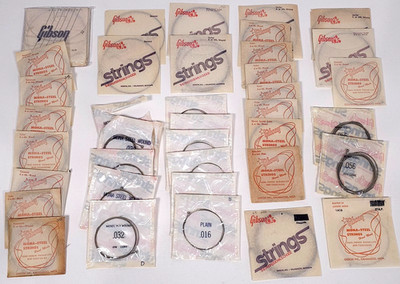Lot 37 Vintage Gibson Guitar Strings Steel Electric Acoustic A 5th, B 2nd, E 6th