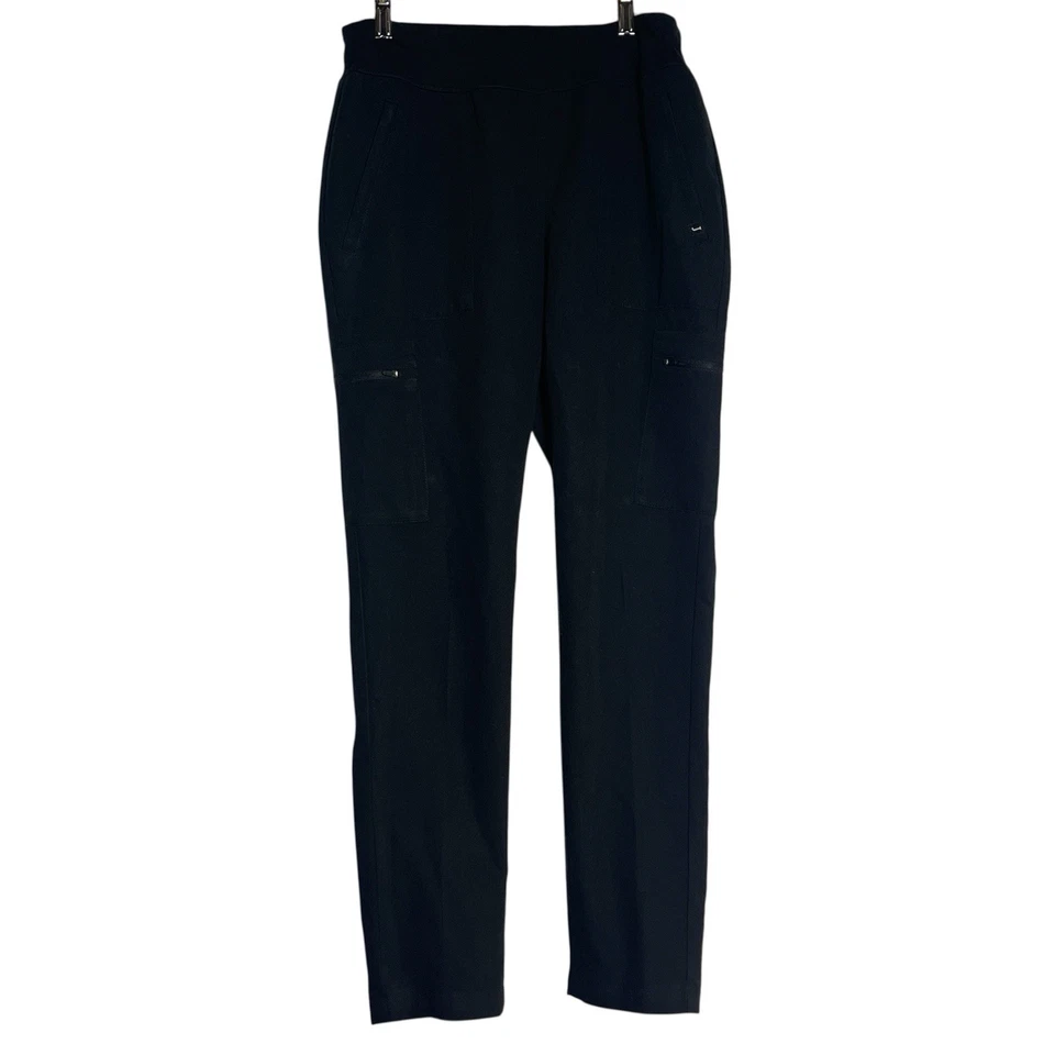 Jaanuu Scrub Pants Small Black 7 Pocket Cargo Yoga Waist Interior Drawstring - Image 3 of 4