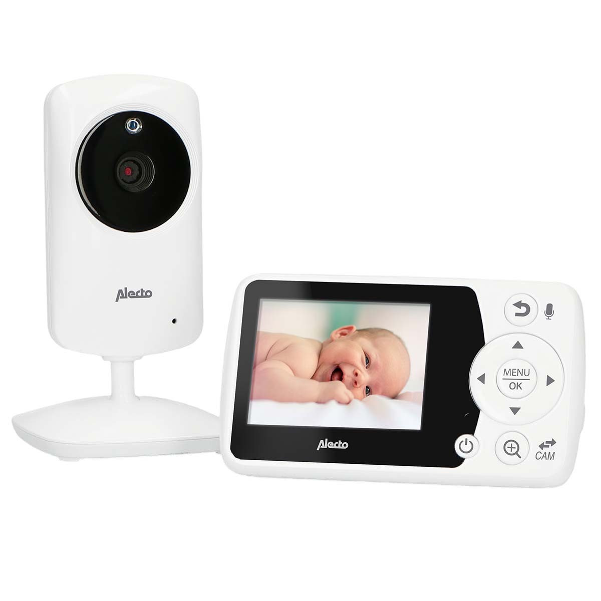 Babyphone vidéo Alecto avec écran couleur 2,4 pouces et mode VOX Blanc