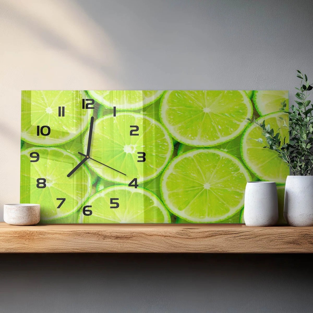 Reloj de Pared Rectangular Horizontal de Vidrio Templado Premium Limas 60x30 cm