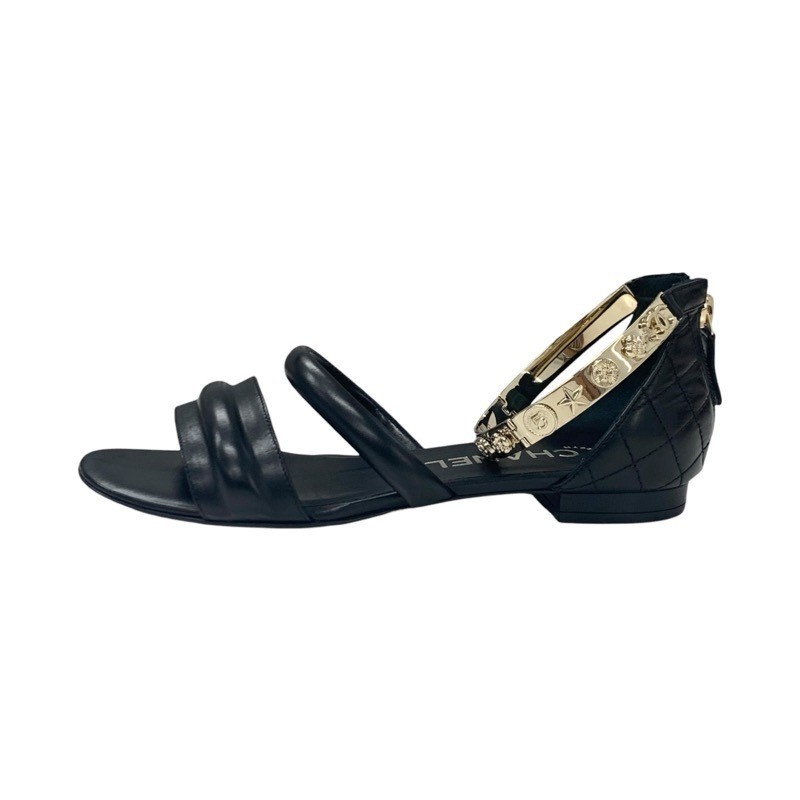 CHANEL sandals size 35 US5 black gold women's thumbnail 23