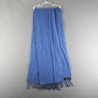 Foxford Scarf Womens Blue Lambswool Fringe Made In Ireland 59 Inch Winter