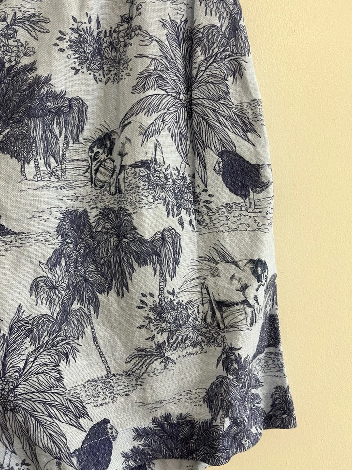 Pantalones Cortos JOHNNY WAS WORKSHOP Cintura Elástica Tropical Floral Mezcla de Lino Talla S Leones Foto 4 de 4